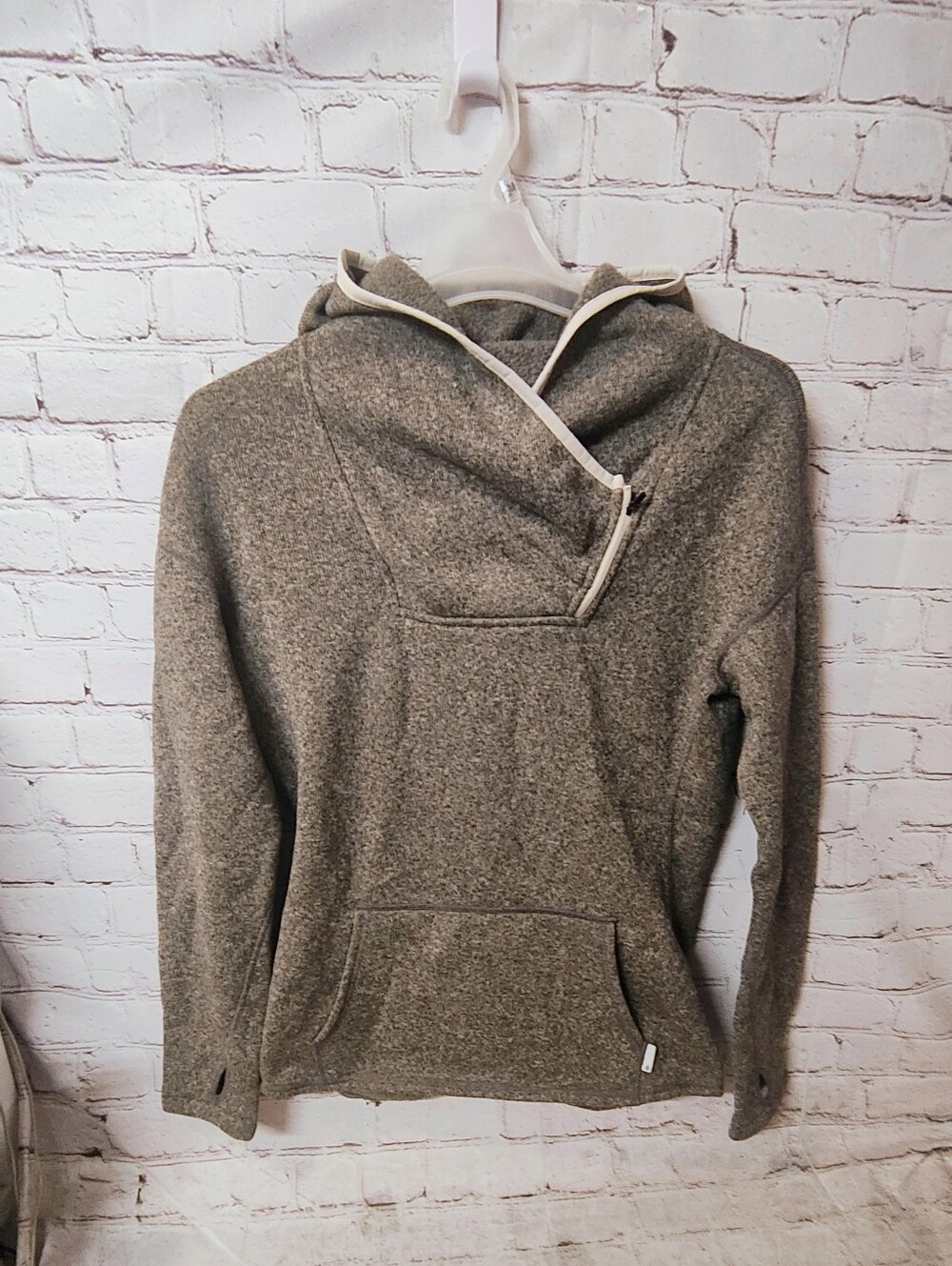 Stio Sweetwater Fleece Knit Pullover Hooded Jacket Anorak Large Grey Pullover